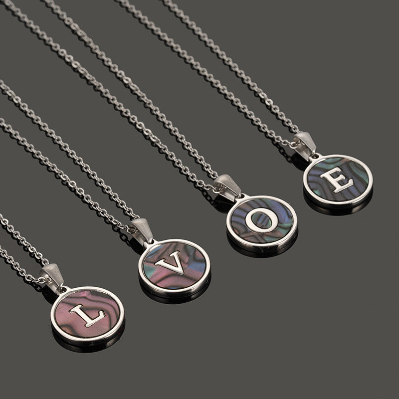 Fashion Round Letter Stainless Steel Necklace Patchwork Stainless Steel Necklaces