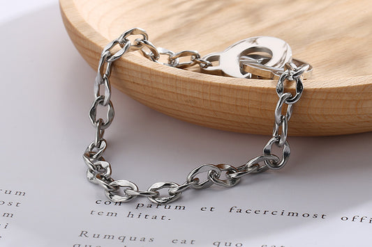 Jewelry Geometric Oval Chain Stainless Steel Creative Couple Bracelet