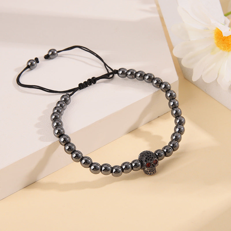 Fashion Skull Haematite Plating Bracelets 1 Piece