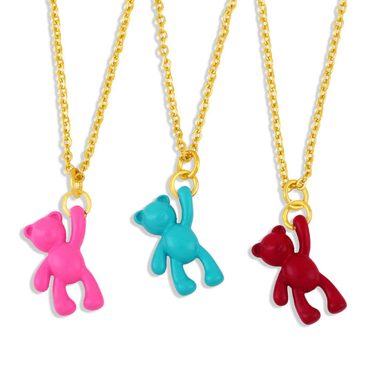 Wholesale Simple Solid Color Bear Pendant Copper Necklace Gooddiy