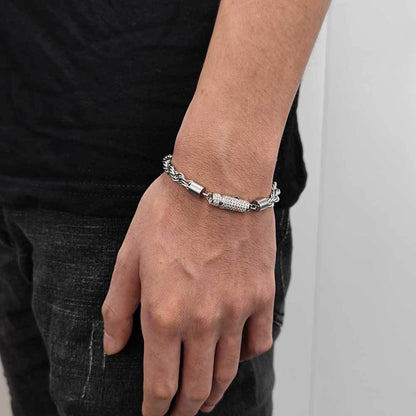 Hip-hop Geometric Stainless Steel Plating Zircon Bracelets Necklace