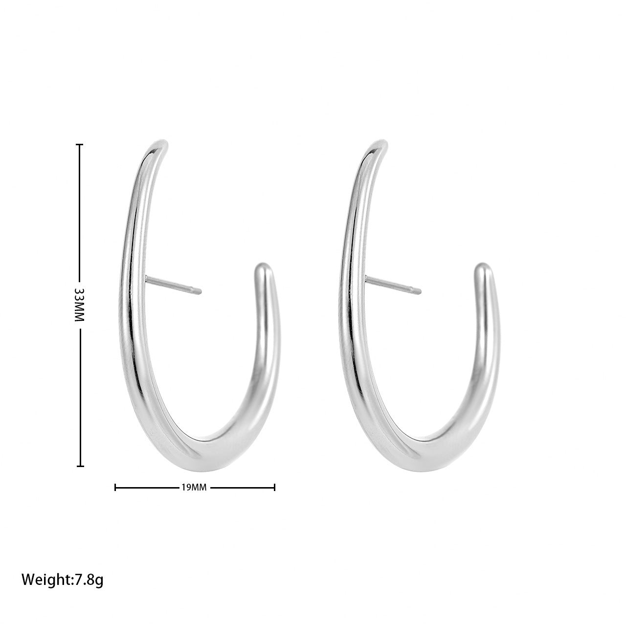 1 Pair Simple Style U Shape Plating Titanium Steel Earrings