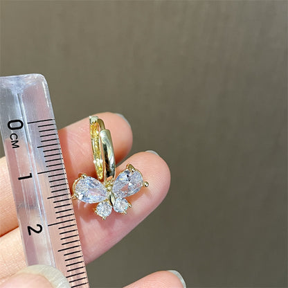 1 Pair Sweet Butterfly Copper Plating Zircon Drop Earrings