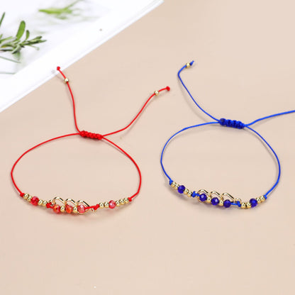 Simple Style Heart Shape Beaded Alloy Rope Knitting Women's Bracelets