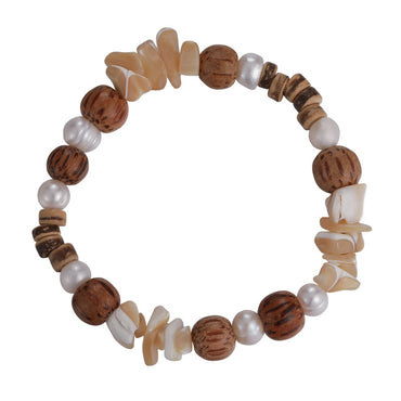 1 Piece Chinoiserie Round Wood Beaded Women's Bracelets