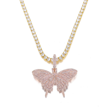 1 Piece Fashion Butterfly Alloy Inlay Zircon Pendant Necklace