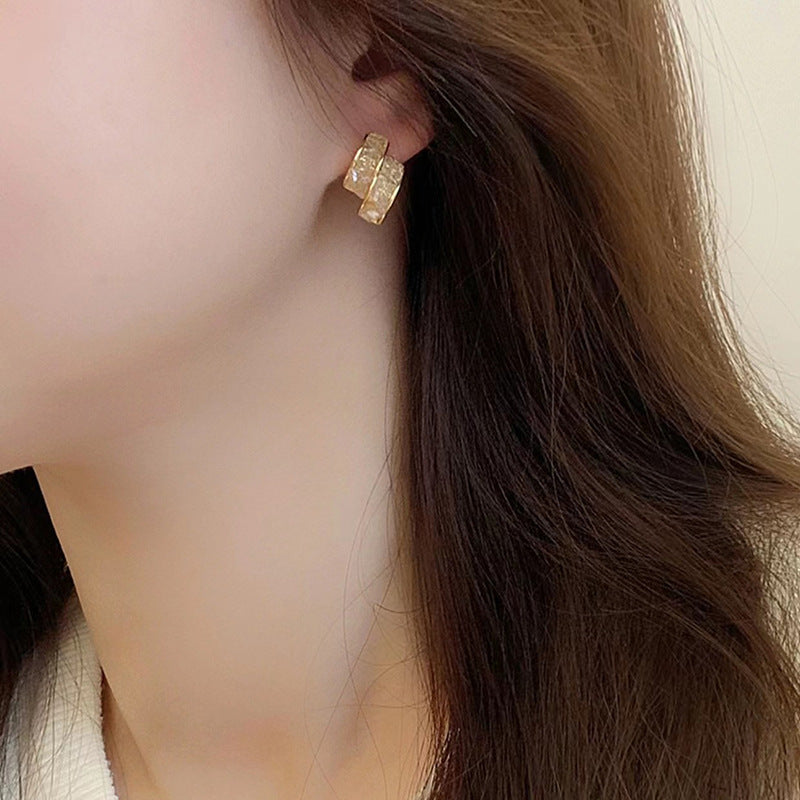 Casual Simple Style Irregular Gradient Color Artificial Crystal Metal Women's Ear Studs