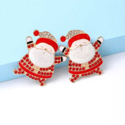Fashion Santa Claus Alloy Inlay Rhinestones Women's Ear Studs 1 Pair
