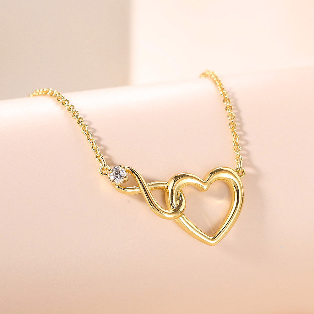 Sweet Simple Style Infinity Heart Shape Copper Inlay Zircon Bracelets Necklace