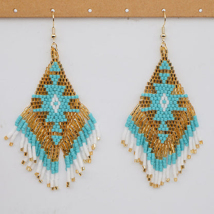 Ethnic Hand-woven Beads Geometric Tassel Earrings Wholesale Gooddiy