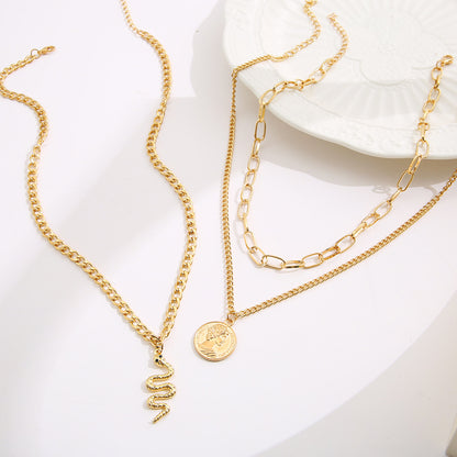 Fashion Snake Alloy Plating Layered Necklaces