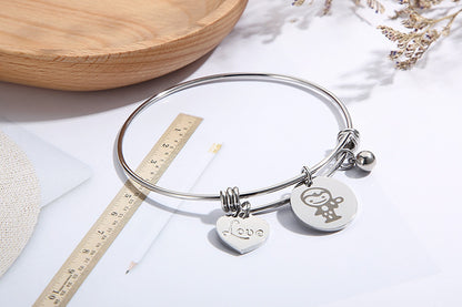 Fashion Simple Retractable Stainless Steel Heart-shaped Couple Bracelet