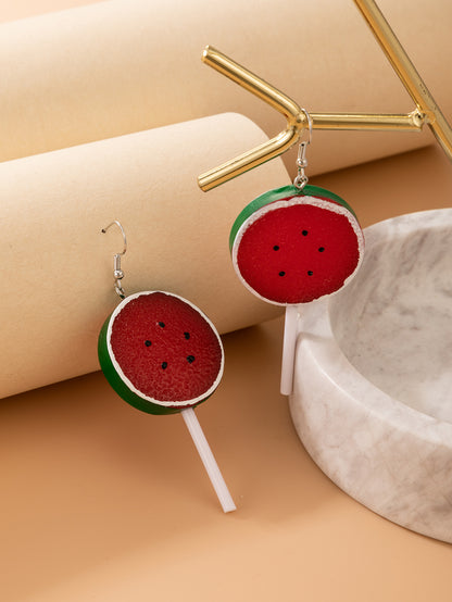 Personality Jewelry Lemon Lollipop Resin Ear Hook Watermelon Fruit Irregular Earrings