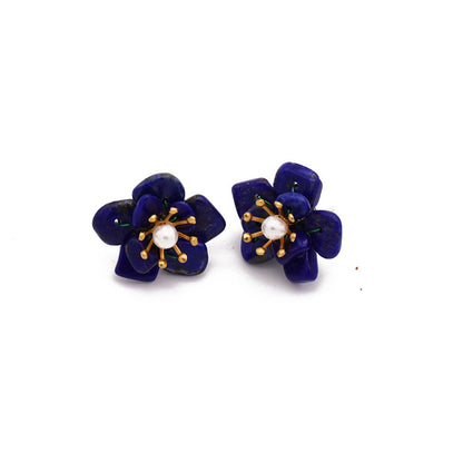 Retro Flower Pearl Copper Plating Ear Studs 1 Pair