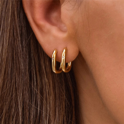 1 Pair Simple Style Geometric Plating Inlay Copper Zircon Earrings
