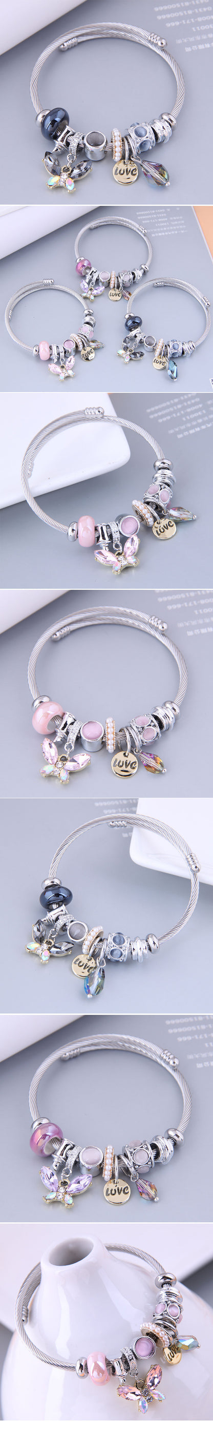 Fashion Bow Knot Metal Plating Artificial Gemstones Women's Bangle