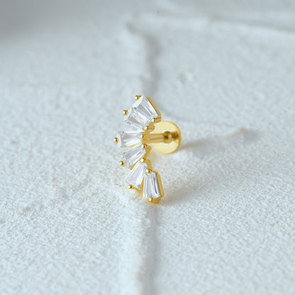 1 Piece Simple Style Flower Plating Sterling Silver Zircon Ear Studs