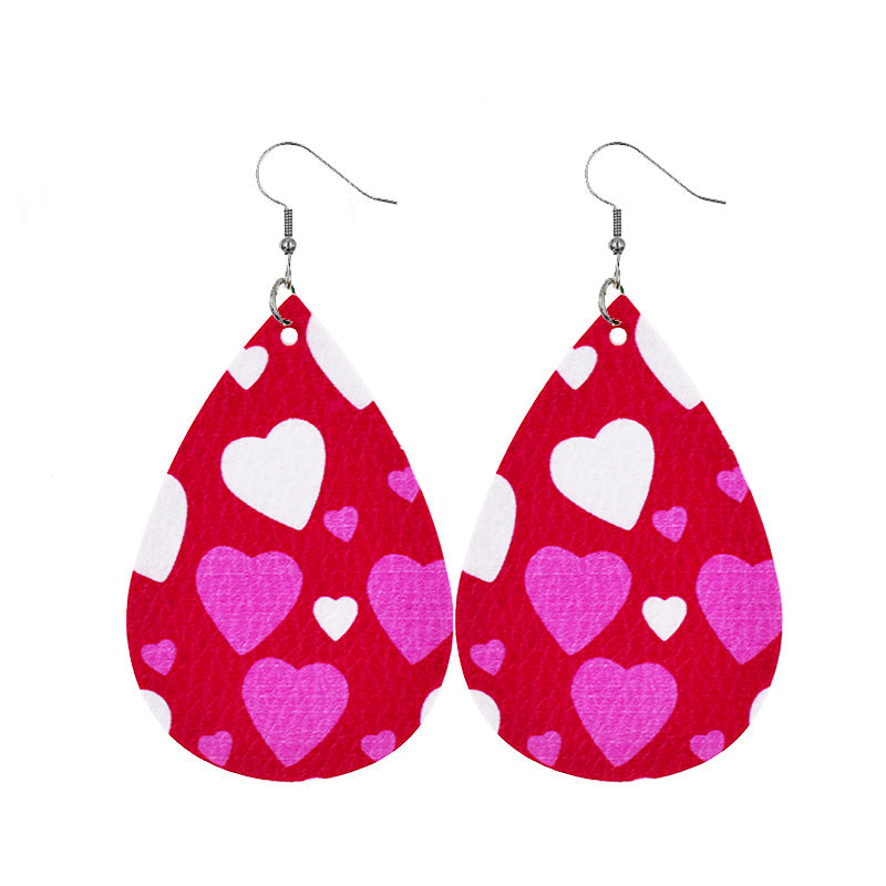 1 Pair Modern Style Classic Style Heart Shape Pu Leather Drop Earrings