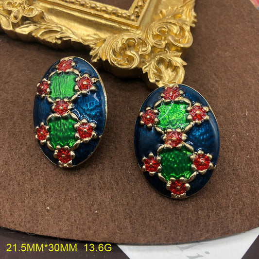 1 Pair Retro Geometric Plating Alloy Ear Studs