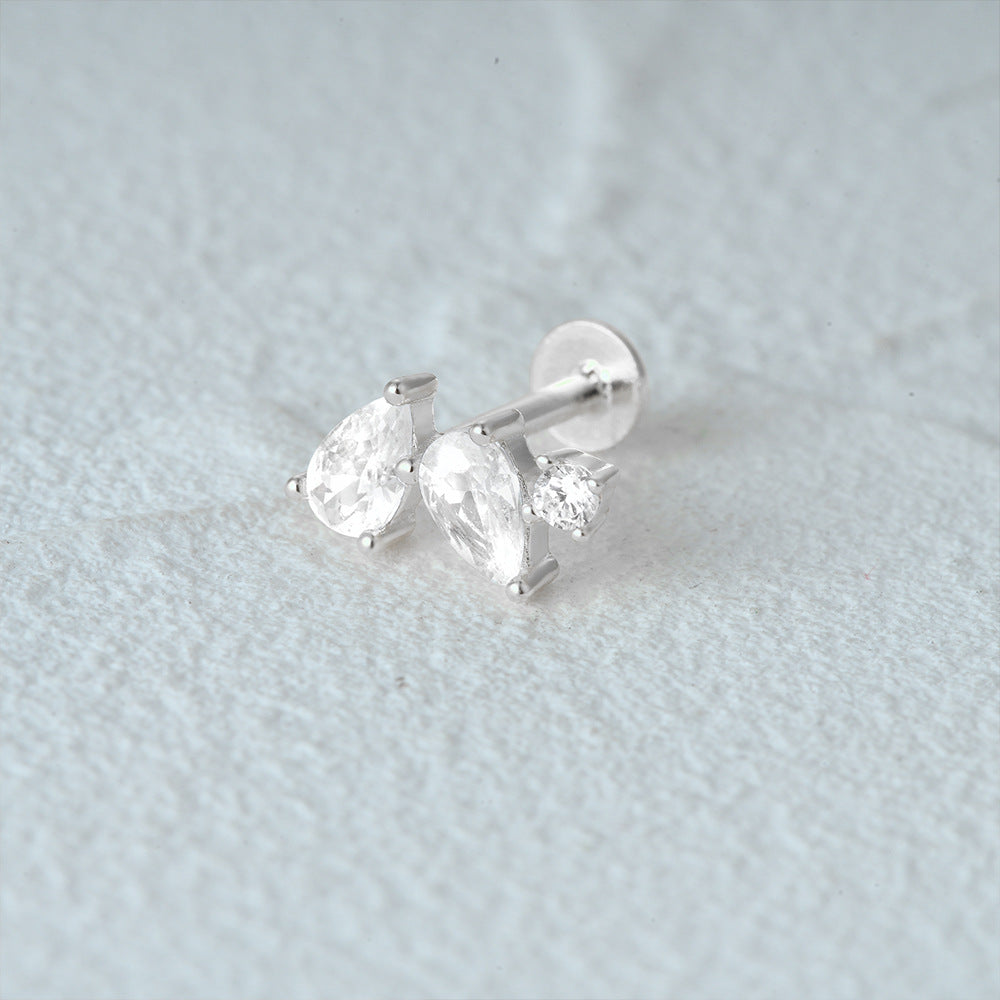 1 Piece Simple Style Geometric Plating Sterling Silver Zircon Ear Studs