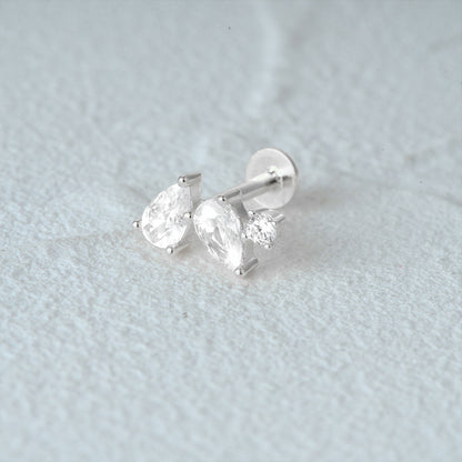 1 Piece Simple Style Geometric Plating Sterling Silver Zircon Ear Studs