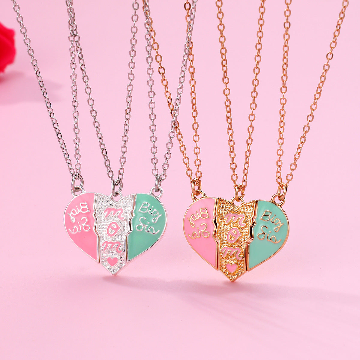 Cartoon Style Heart Shape Alloy Enamel Plating Mother's Day Mother&daughter Mother&son Pendant Necklace