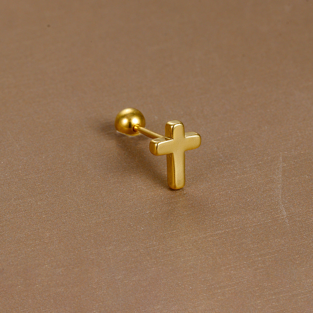 1 Piece Punk Cross Snake Plating Copper Ear Studs