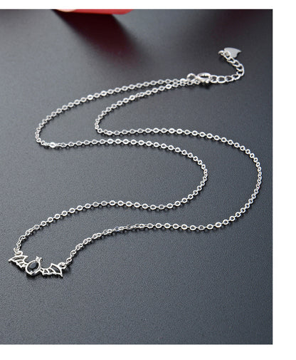 Ig Style Casual Bat Sterling Silver Polishing Hollow Out Inlay Zircon Necklace 1 Piece