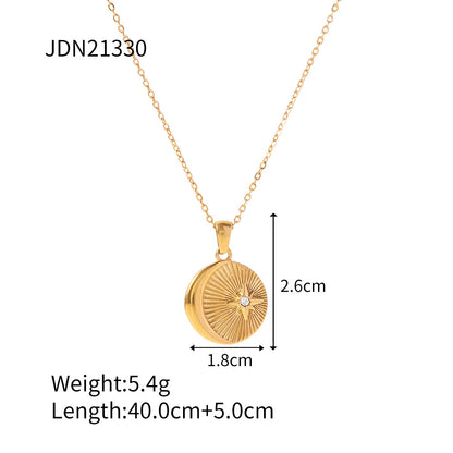 Fashion Star Stainless Steel Gold Plated Artificial Diamond Pendant Necklace