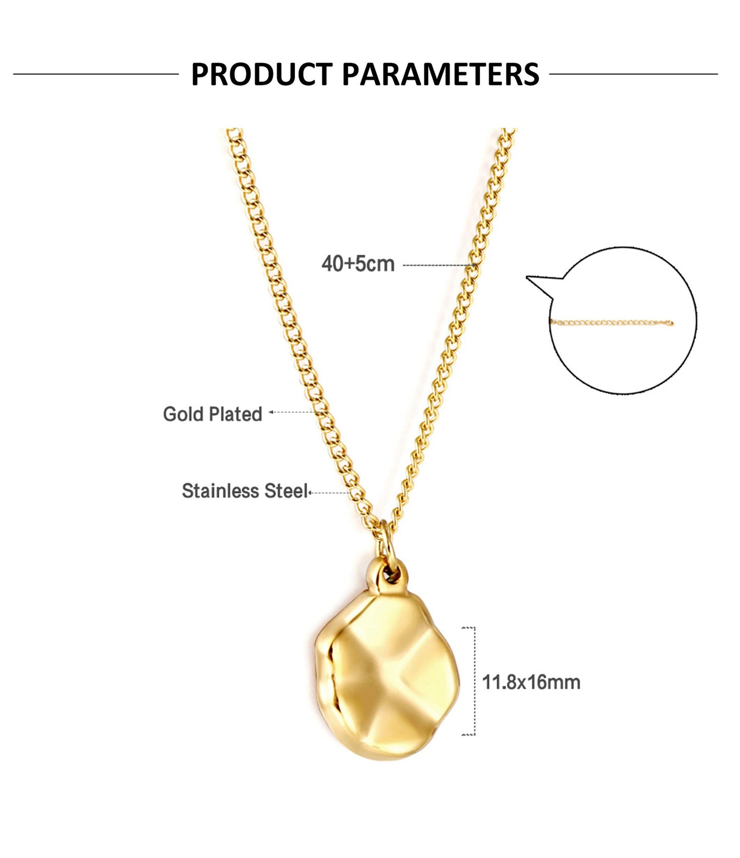 Retro Irregular Geometric Stainless Steel Plating Gold Plated Pendant Necklace