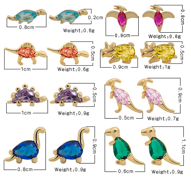 Gooddiy Cartoon Small Dinosaur Inlaid Zircon Animal Earrings Wholesale Jewelry