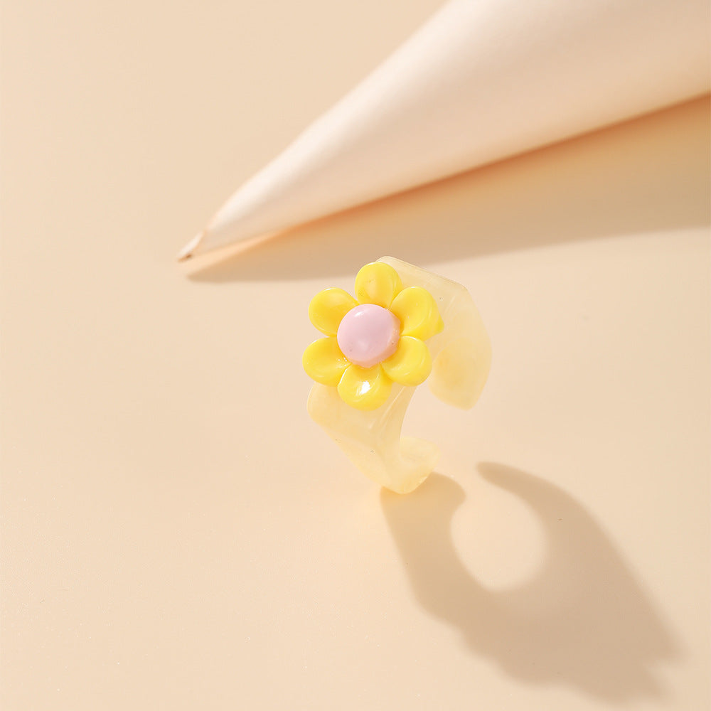 Cute Flower Resin Ring Wholesale Jewelry Gooddiy