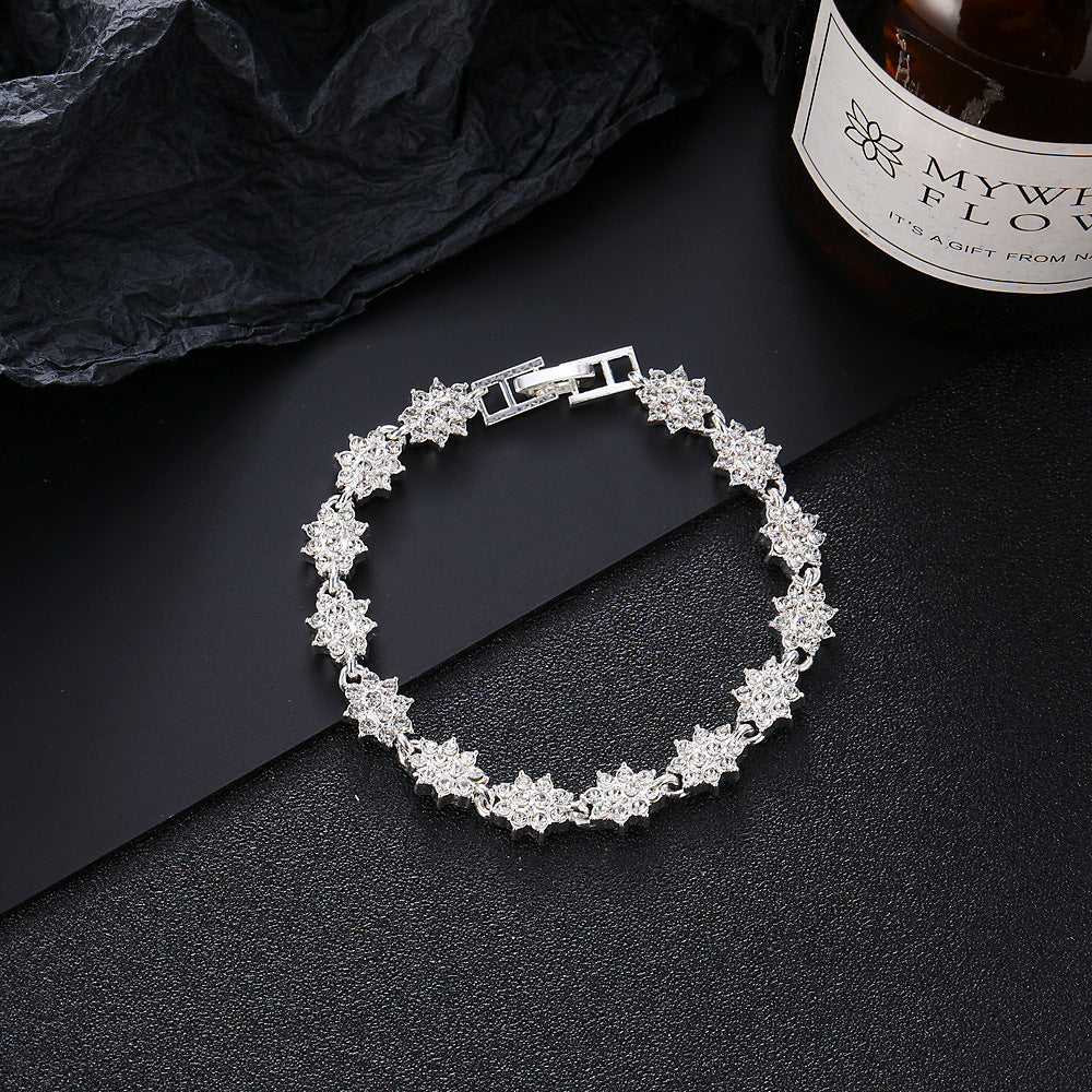 Simple Style Flower Zinc Alloy Inlay Zircon Women's Bracelets