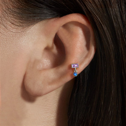 1 Piece Simple Style Geometric Plating Inlay Sterling Silver Opal Zircon Ear Studs