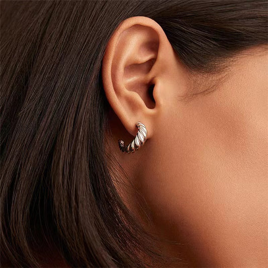 1 Pair Simple Style Streetwear Twist Plating Metal Ear Studs