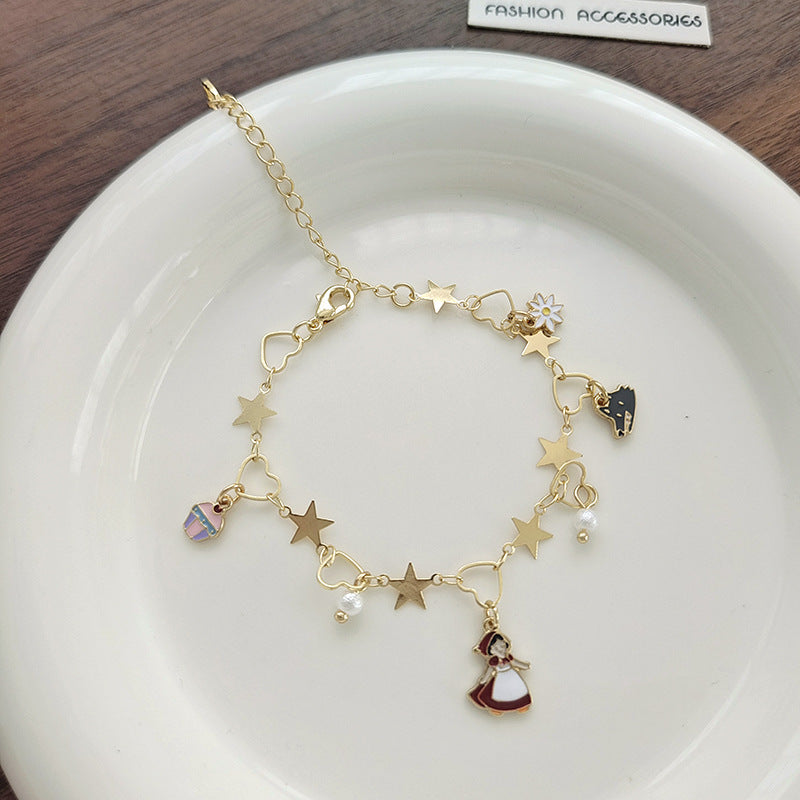 Sweet Cartoon Character Star Alloy Plating Artificial Pearls Women's Bracelets