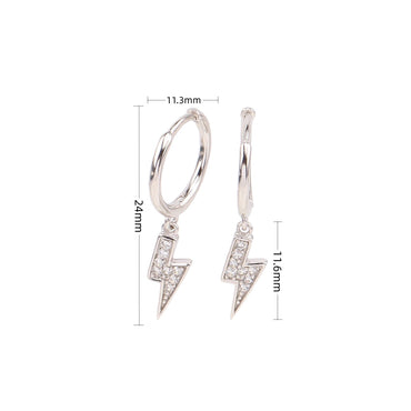 1 Pair Simple Style Lightning Plating Inlay Sterling Silver Zircon White Gold Plated Gold Plated Drop Earrings