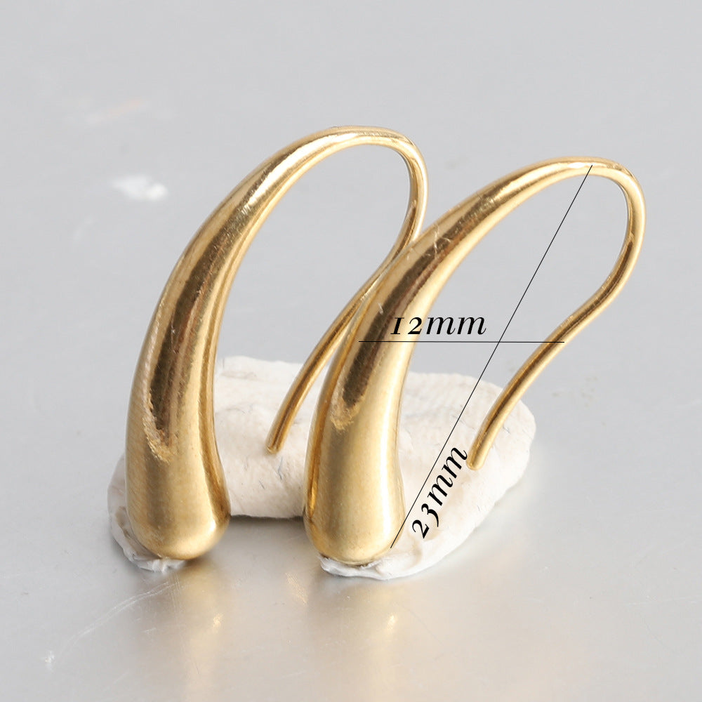 1 Pair Novelty Simple Style Water Droplets Plating Titanium Steel 14k Gold Plated Earrings