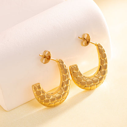 1 Pair Vintage Style U Shape Geometric Heart Shape Plating Stainless Steel Hoop Earrings