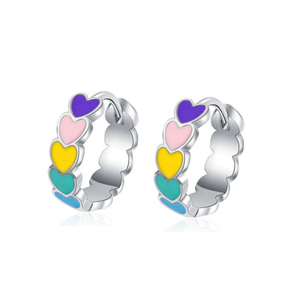 1 Piece Simple Style Paw Print Heart Shape Enamel Plating Inlay Stainless Steel Zircon Earrings