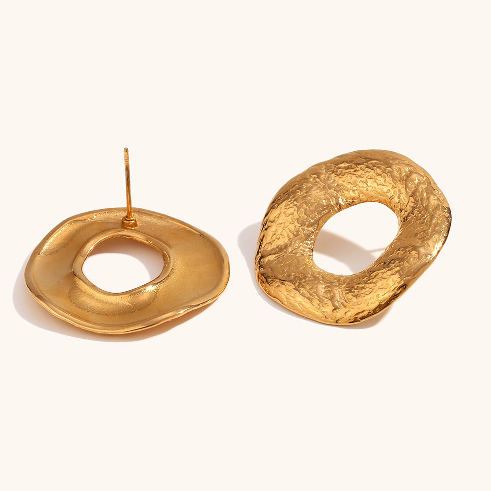 1 Pair Vintage Style Circle Solid Color Plating Stainless Steel 18k Gold Plated Ear Studs