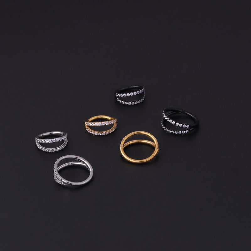 Fashion Geometric Stainless Steel Plating Zircon Nose Ring