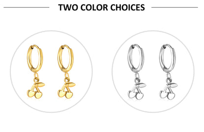 1 Pair Simple Style Cherry Plating Stainless Steel Drop Earrings