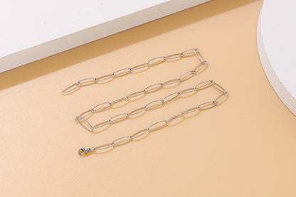 Simple Titanium Oval Clavicle Chain Bracelet Set Wholesale Gooddiy