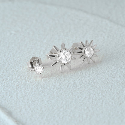 1 Set Simple Style Star Butterfly Plating Sterling Silver Hoop Earrings Ear Studs