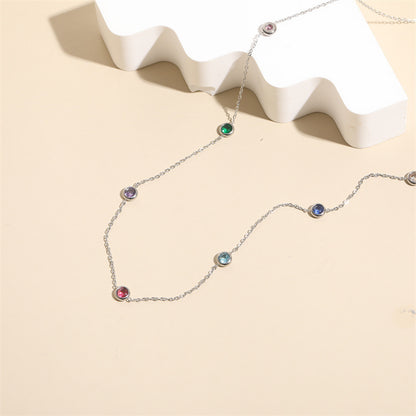 New Product Color Round Zircon Choker Necklace Internet Celebrity Live Explosive Necklace Female Factory Direct Sales