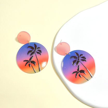 1 Pair Cartoon Style Leaf Coconut Tree Bird Arylic Epoxy Women's Drop Earrings