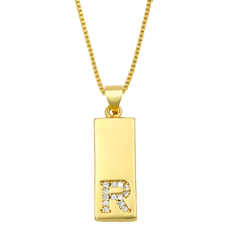 Simple Rectangle 26 Letter Necklace