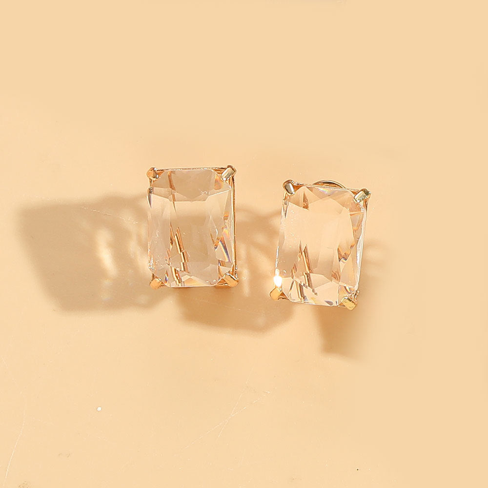 European and American new temperament trendy square crystal zircon earrings nipples niche fashion personality exquisite earrings jewelry wholesale