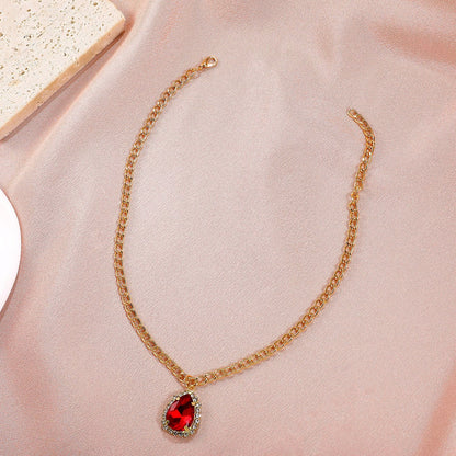 New Micro-encrusted Zircon Water Drop Pendant Alloy Necklace